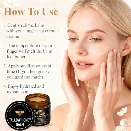 SPVMGRK 2 Packs Beef Tallow for Skin, Tallow and Honey Balm for Face, Organic Grass-Fed Beef Tallow Balm with Raw Wild Honey, Body & Face Moisturizer, Natural Formula (Citrus)
