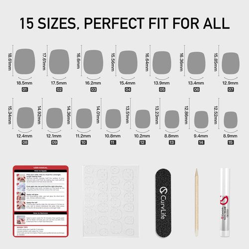 CurvLife Soft Gel Press On Nails Short, 30Pcs Square Nude Sheer Pink Fake Nails, Reusable Glue On Nail Kit with Adhesive Tabs, Natural Fit Salon-Quality Stick On Nails for Women