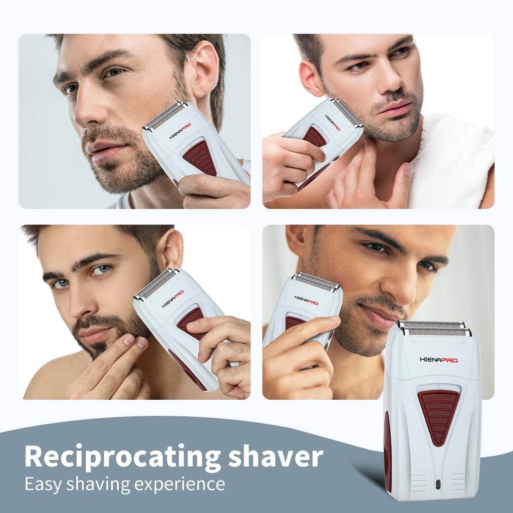 HIENA PRO Professional Reciprocating Electric Shaver for Men, Rechargeable Beard Trimmer and Bald Precision Trimmer, Cordless Men's Facial Grooming Tool, Gifts for Men.