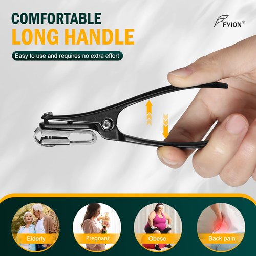 FVION 360° Rotating Jaw Toenail Clippers for Thick Nails for Seniors - Long Handle Fingernail Clippers, Comfortable Grip Nail Clippers Trimmer