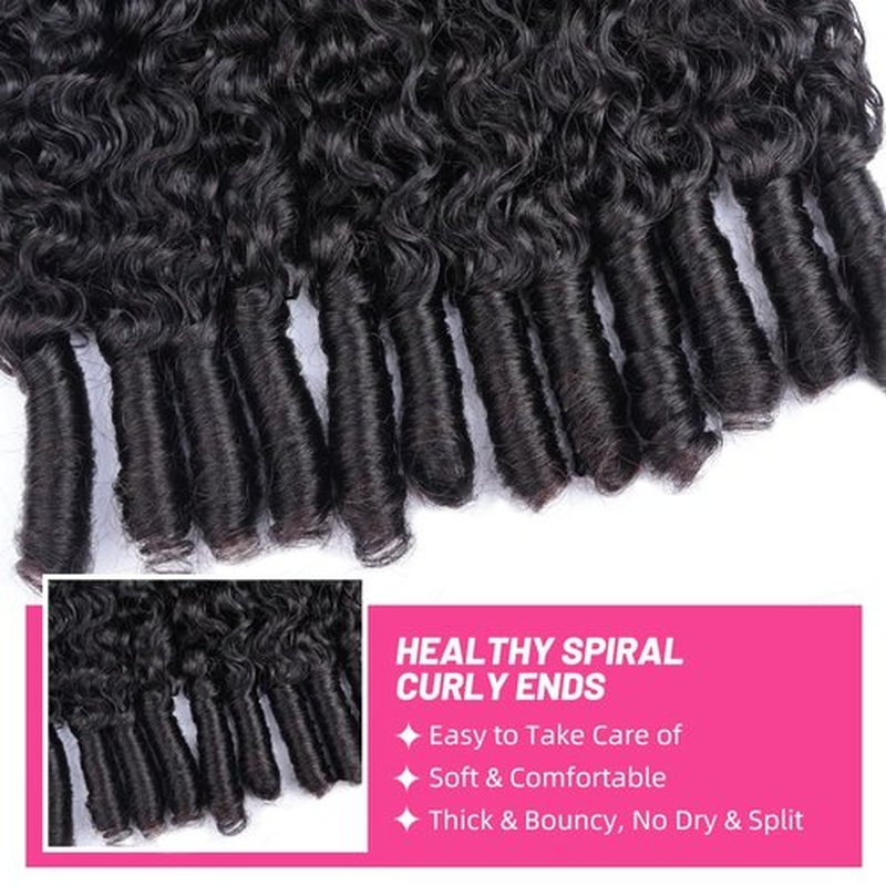 PerisModa Burmese Curly Bundles Human Hair 100% Unprocessed 12A Brazilian Virgin Burmese Curly Hair Bundles 16 18 20 Inch 3 Bundles 3C4A Kinky Curly Weave Human Hair Extensions with Spiral Curly Ends