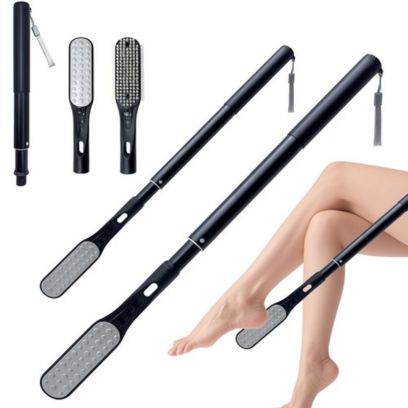 Toe Cleaning Brush, Foot Brush Long Handle 18.8"-25.9" Telescopic, Foot Scrubber Callus Remover for Feet Use in Shower for Men and Women