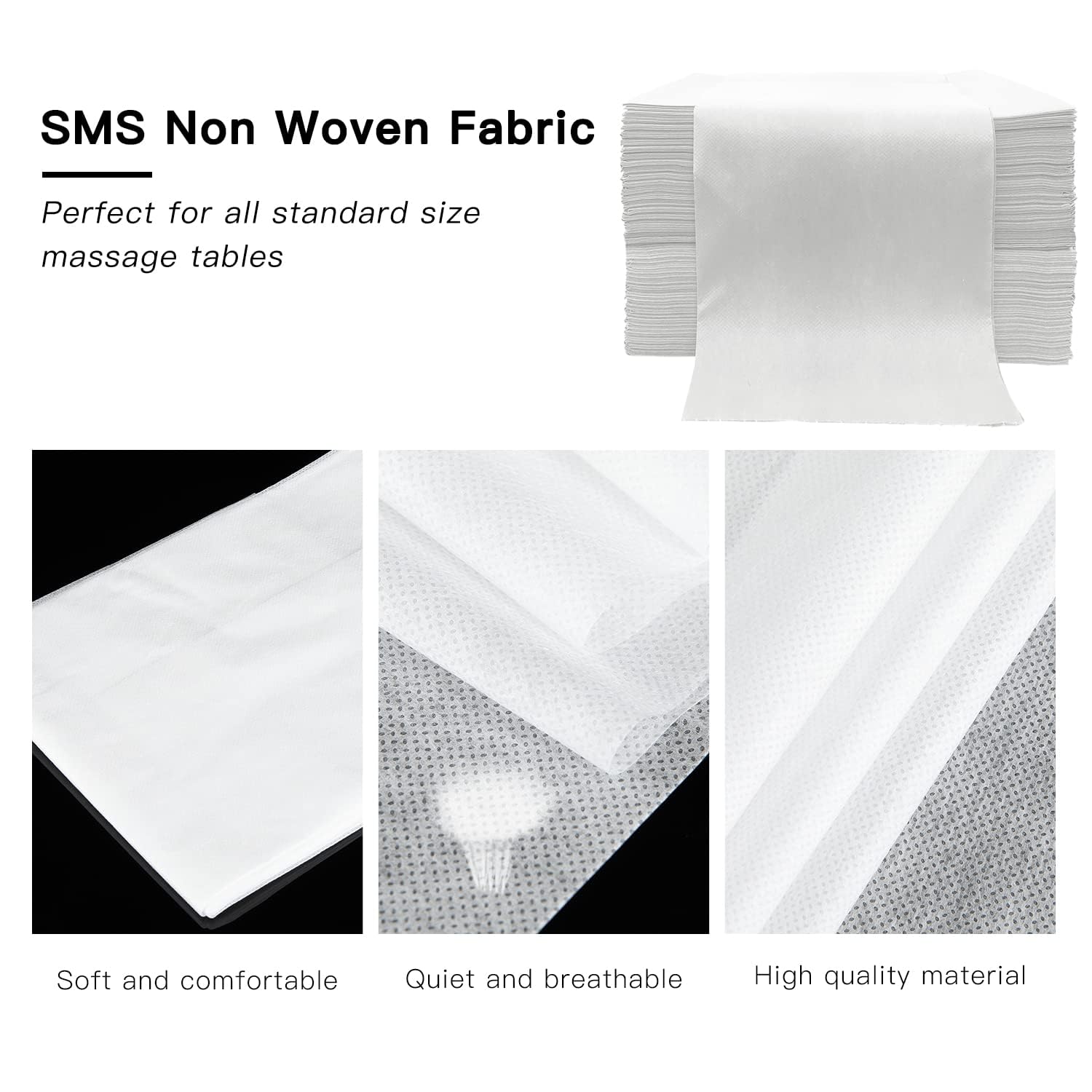 YEEOZOE 100PCS Disposable Bed Sheets, Disposable Massage Table Sheets, Disposable Bed Covers for SPA Lash Wax Tattoo Salon, Non Woven Fabric, 71" x 31" White
