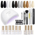 GAOY Gel Nail Polish Kit with UV Light Fast Curing LED Nail Lamp and 6 Gel Polish Colors of Black White Glitter Including Manicure Tools Top/Matte/Base Coat Nail Art Gel Nail Kit