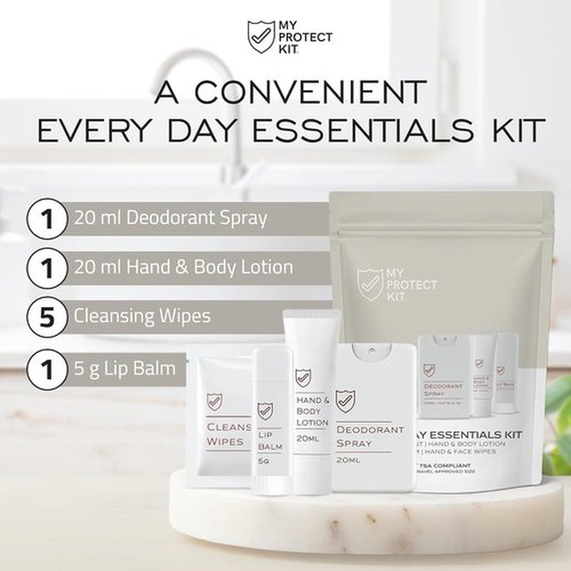 Skiennix 8-Piece TSA-Approved Travel Toiletries Kit - Essential Personal Hygiene Set for Airplane & Gym