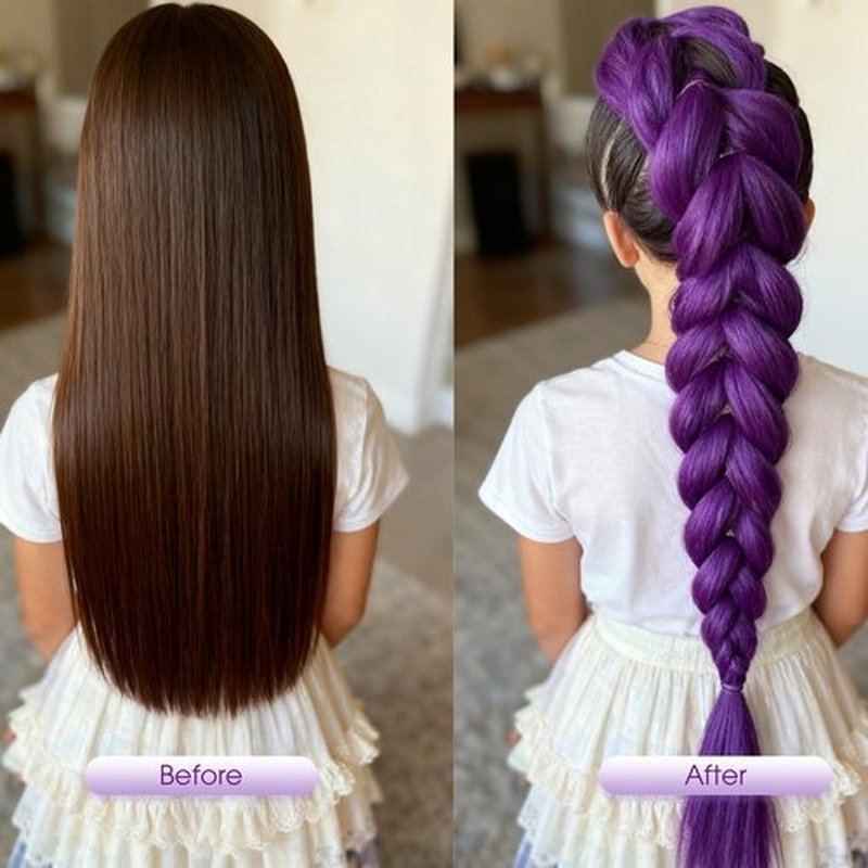 26in Long Purple Hair Extensions for Braids: Pre Stretched Purple Braid Wigs, Jumbo Braiding Hair for Women Themed Dress Up Party Cosplay Birthday Halloween Costume Wig (26in, Count, 2)
