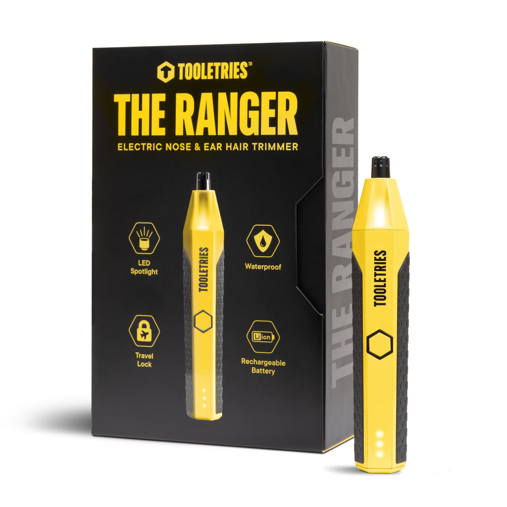 TOOLETRIES The Ranger Electric Nose & Ear Hair Trimmer for Men, Rechargeable Waterproof Trimmer, Stainless Steel Dual-Edge Blades, LED Precision Spotlight, Wet & Dry Grooming, Travel Lock - Yellow