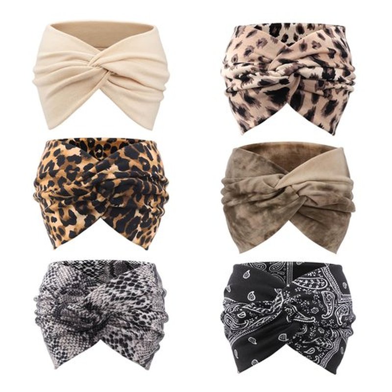 DRESHOW 6 Pack Extra Wide Headbands for Women Large Turban Headband Boho Head Wrap Elastic Hairbands Hair Twisted Knot Hair Accessories