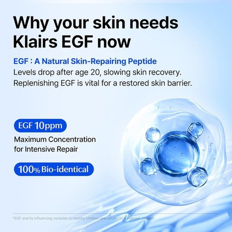 DearKlairs EGF Serum - Blue Youth Activating Drops for Barrier Repair & Post-Blemish Care | 1.69 Fl Oz