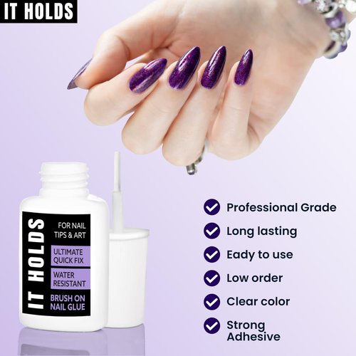 Brush On Nail Glue for Press On Nails, Extra Strong for Acrylic, Waterproof for Fake Nails Long Lasting Nail Glue, Professional for Nail Tips (8ml)