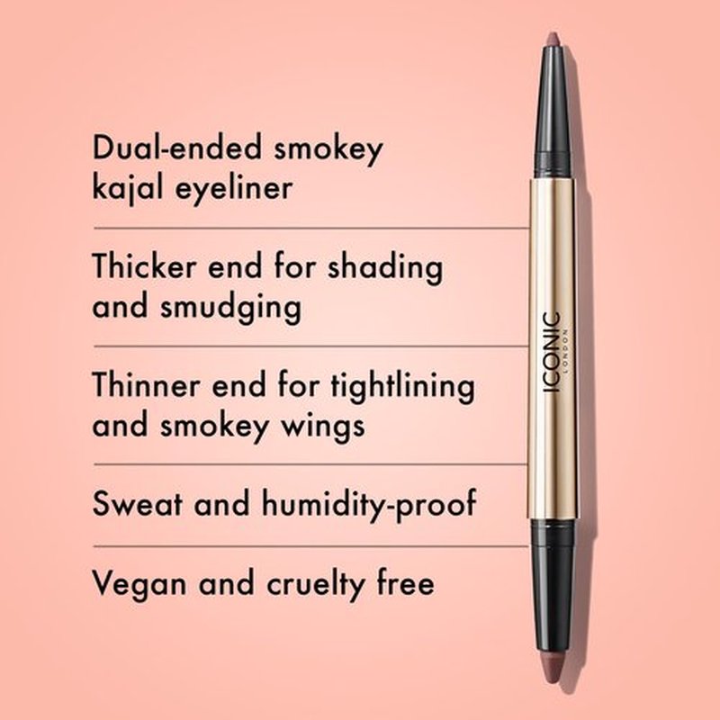 ICONIC LONDON Smokey Eye Duo Eyeliner | Creamy, Easy to Blend 2-in-1 Eyeliner Crayon, Water Resistant, Cruelty Free, Vegan Makeup (Spiced Plum) 0.027 oz