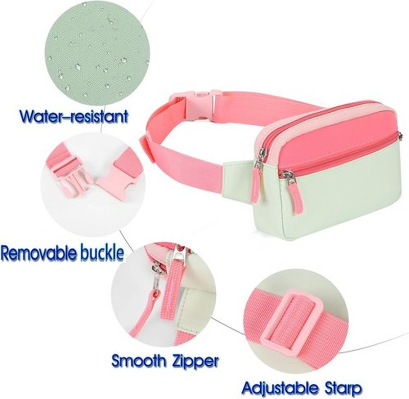 Skiennix Fanny Pack - Trendy Colorblock Crossbody Bag for Girls Aged 5-12 | Adjustable Belt for Travel Essentials