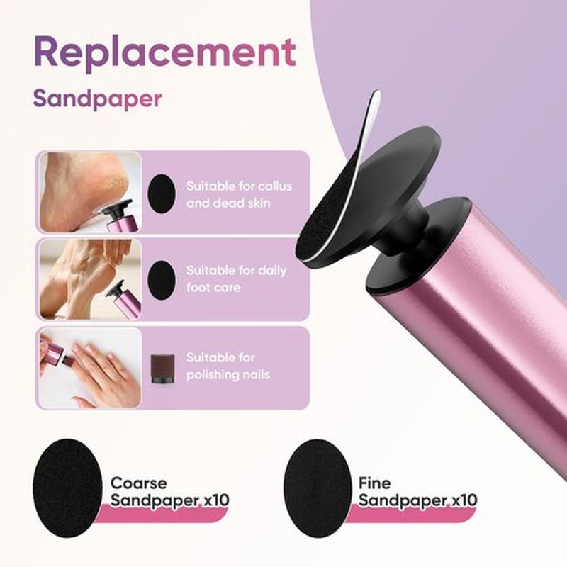 Haroopet Electric Foot Callus Remover, 2in1 Rechargeable Foot File Callus Remover for Feet, 9 Speeds Foot Scrubber Dead Skin Pedicure Tools for Feet Heel Scraper for Cracked Heels with Sandpaper Discs
