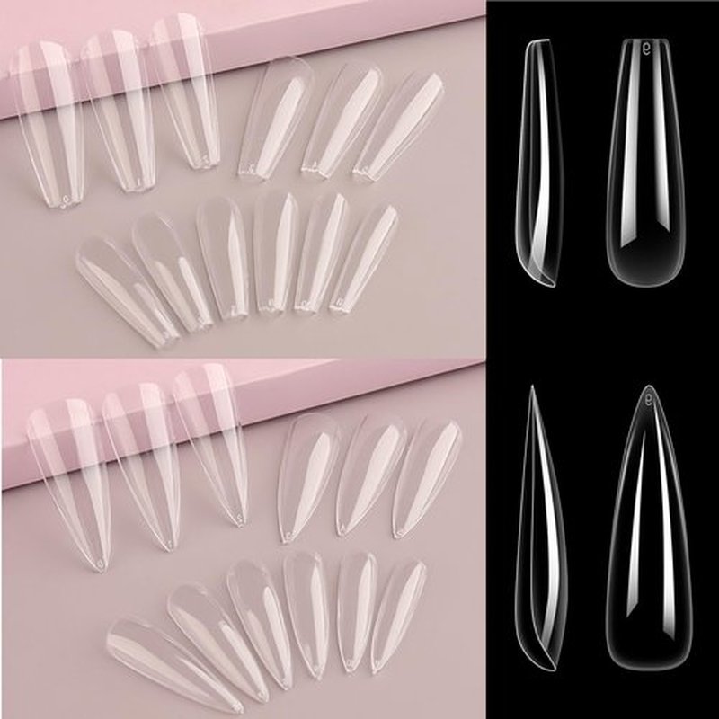 FSpronail Stand for Press Ons Display Practice Art Magnetic Fake Nails Holder With 96pcs Stiletto Square Full Cover Tips, Reusable Putty for Home DIY Beginner Salon Kit Supplies