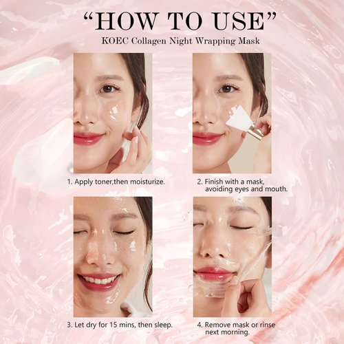 LOYOTICE Collagen Overnight Wrapping Peel Off Facial Mask Pack,Hydrates and Tightens Skin,Reduces Sagging,Elasticity & Hydration Care with Brush 2.54 fl.oz