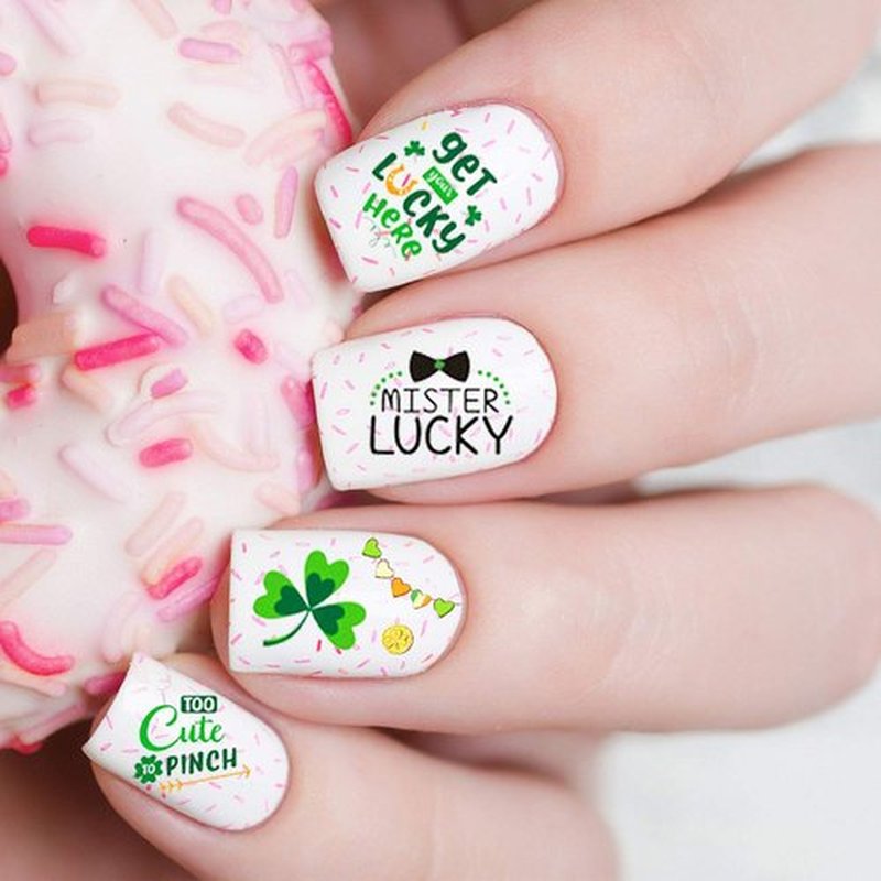 Kalrus 1000+Patterns St. Patrick’s Day Nail Sticker Luck of The Irish Nail Art Stickers Decals Shamrock Nail Decorations for Kids Girl Women Self-Adhesive Nail Tips False Nail Sticker Design 12 Seets