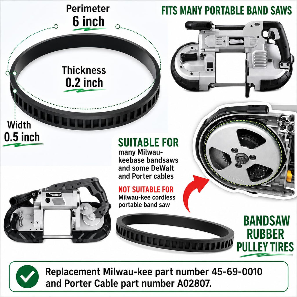 6 Pack 45-69-0010 Replacement Blade Pulley Tires Deep Cut Band Saw