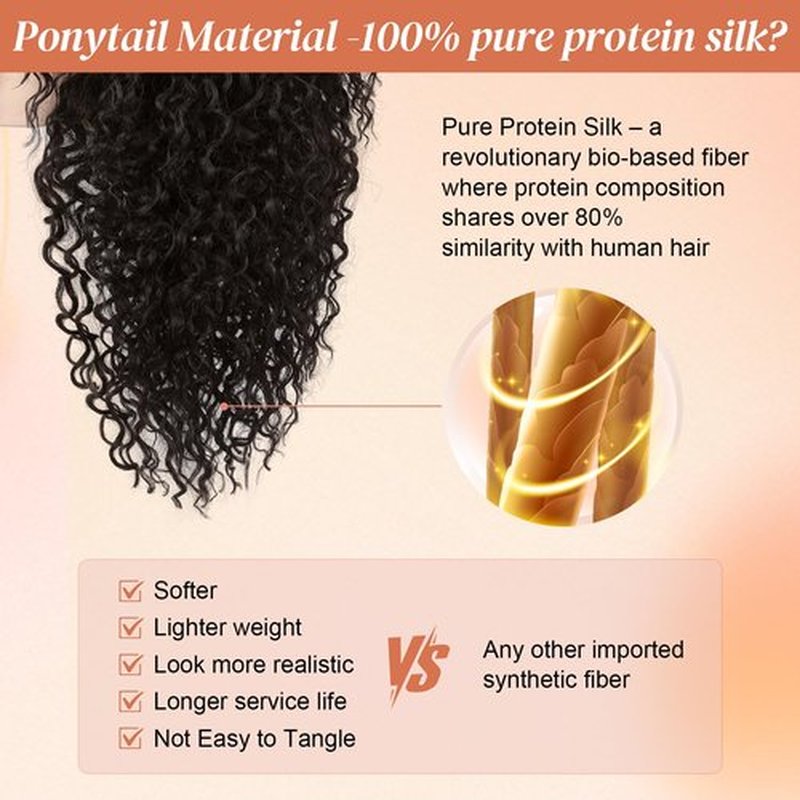 LONAI Ponytail Extension,26 Inch Curly Claw Clip Ponytail Hair Extension,100％ Pure Protein Silk Claw Clip in Pony Tail Hair Natural Soft Hairpiece for Women(Dark Chocolate Brown)