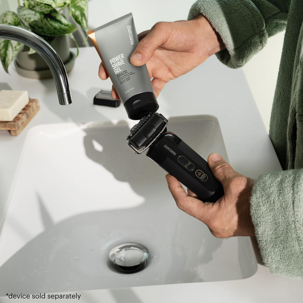 MANSCAPED® Power Shave Gel, Men's Soothing Head & Face Shaving Gel, with Witch Hazel & Gentle Liquid Exfoliants to Help Defend Against Irritation, Ingrown Hairs & Razor Bumps