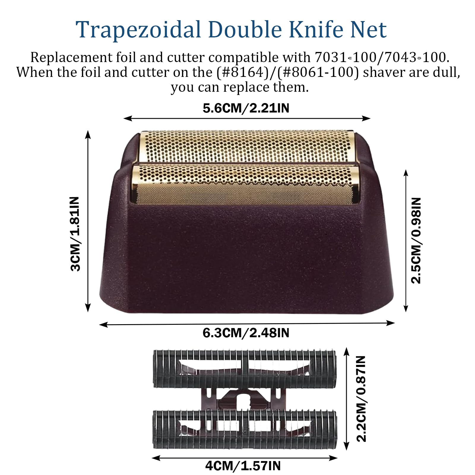 Professional Shaver Shaper Replacement Foil and Cutter Bar Assembly Compatible with wahl Shaver Foil 7031-100, 7043-100 5 Star Series Finale Shaver Super Close Shaving Replacement Heads, Red 1-Pack