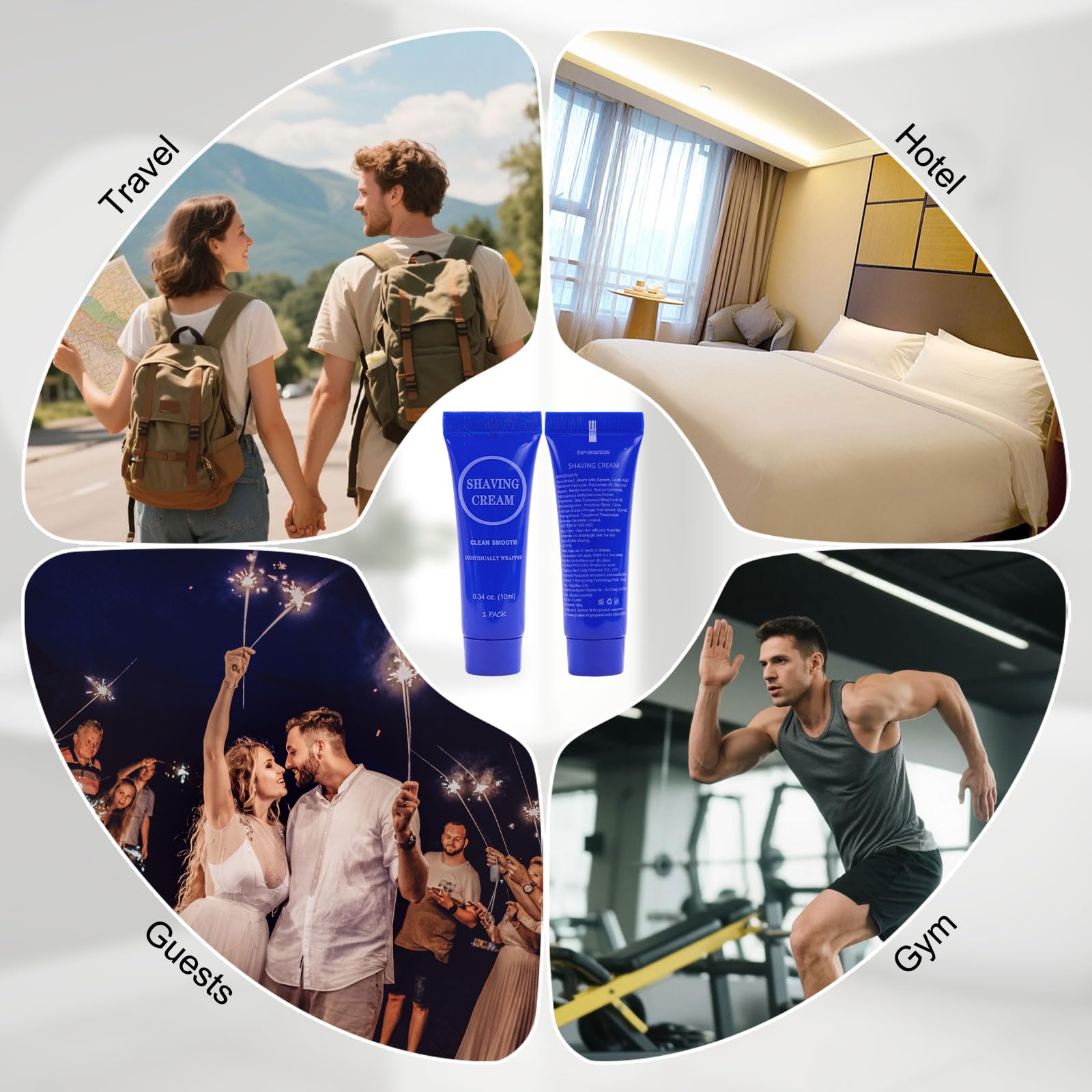 Disposable Shaving Cream for Men 0.34 oz Small Mini Individually Wrapped Shaving Cream in Bulk, Travel Size Toiletries Amenities Vacation for Hotel, Shelter/Homeless/Nursing Home/Charity (10 Pack)