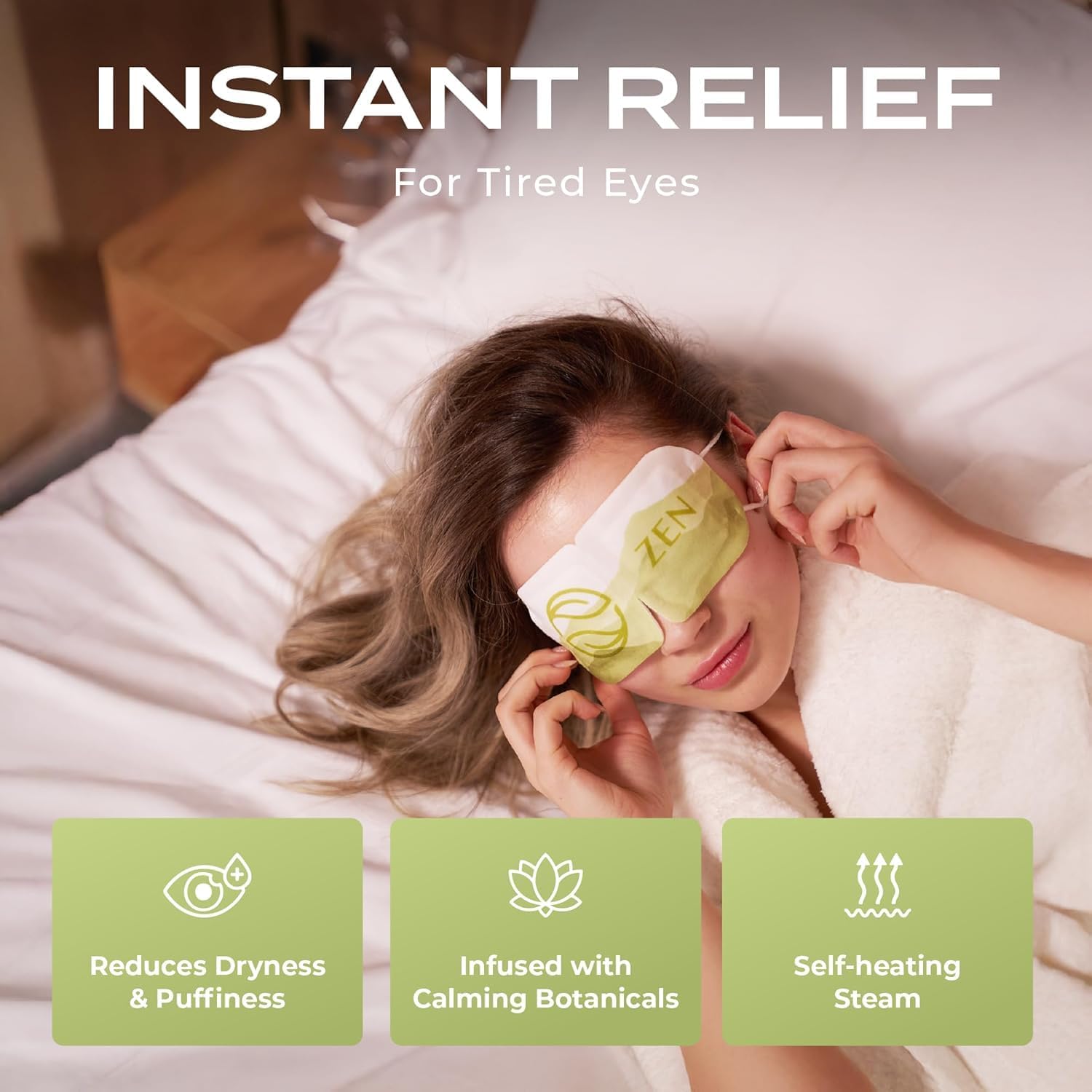 Body Restore Heated Eye Mask for Dry Eyes 5 Pack – Fathers Day Gift for Dad, Self Heating Warm Compress, Birthday Gifts for Women and Men, Relaxation – Green Tea