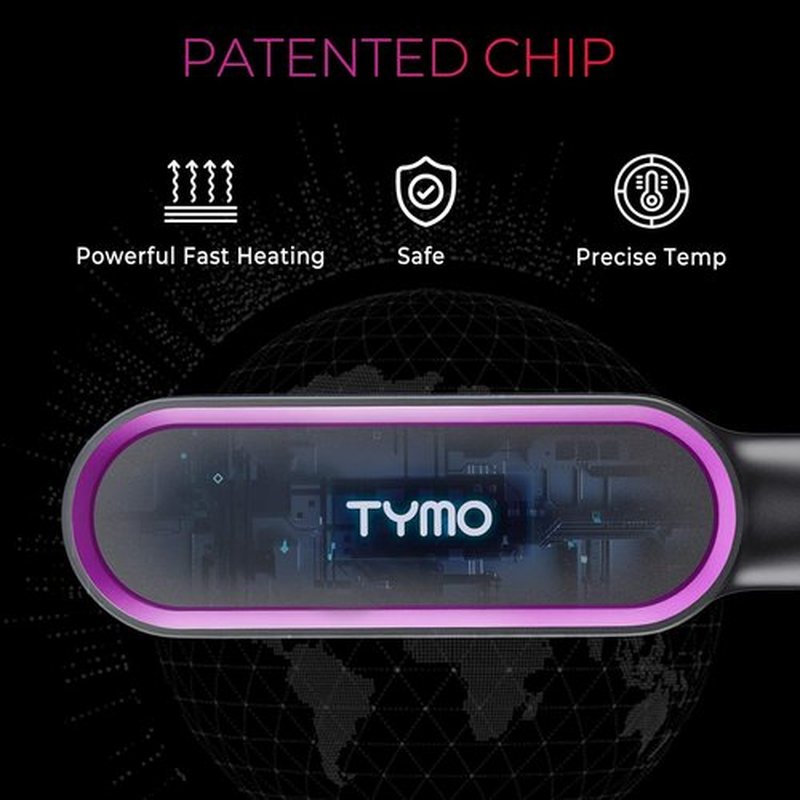 TYMO Ring Hair Straightener Brush - Fast Heating Comb with 5 Temperature Settings | Black