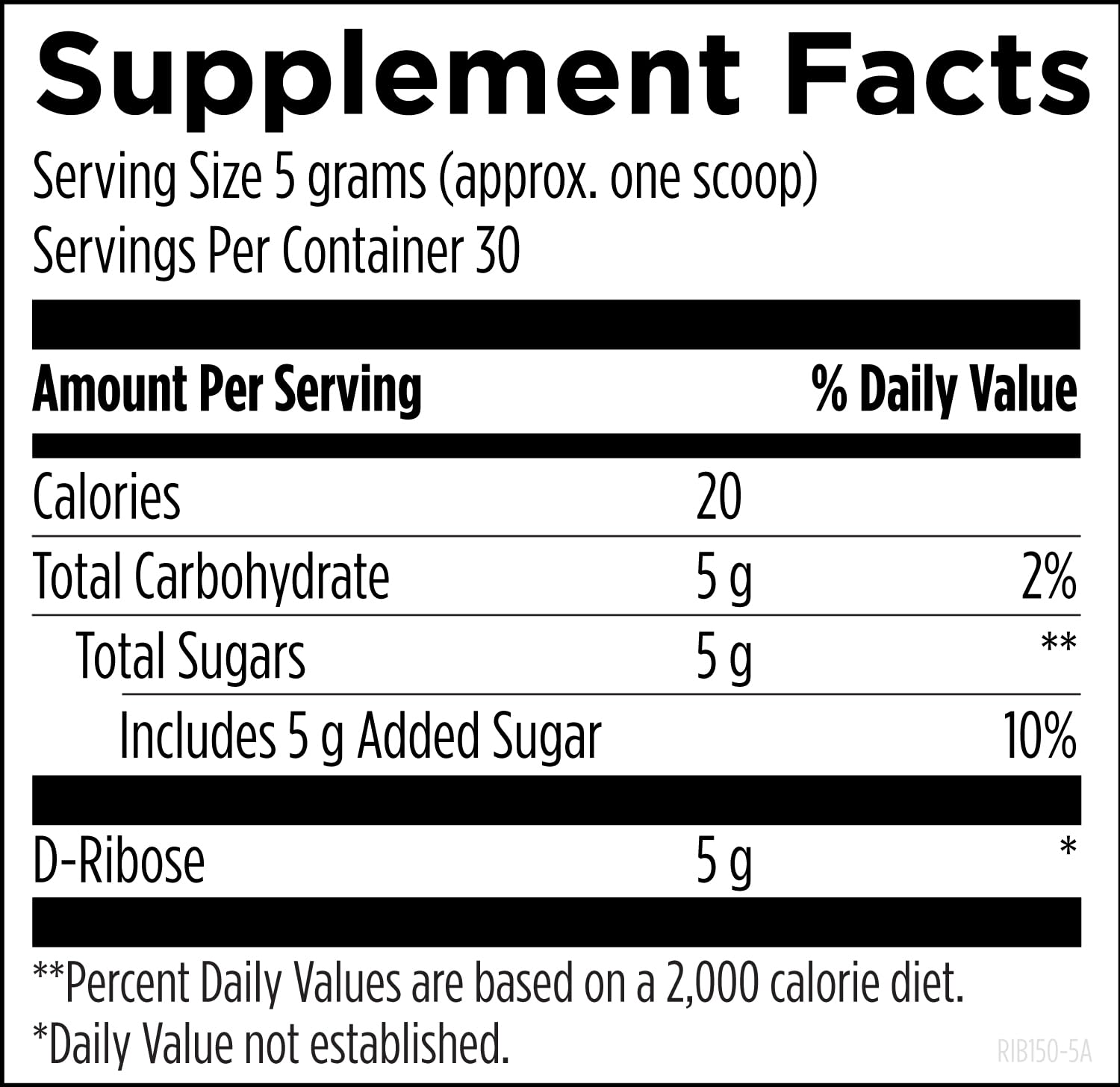 Designs for Health D-Ribose Powder - 5000mg Pure D-Ribose Supplement - May Support Athletes, Workouts, Energy + Muscles - Non-GMO Drink Mix Powder, No Added Sugar (30 Servings / 150g)