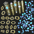50Pcs Mix Shape Size Translucent Blue Tears Nail Rhinestones for Crafting Nail Charms and Gems 50Pcs Gold Frame Charms for Nails Design Circular Droplet Nail Crystals Nail Diamonds Nail Accessories