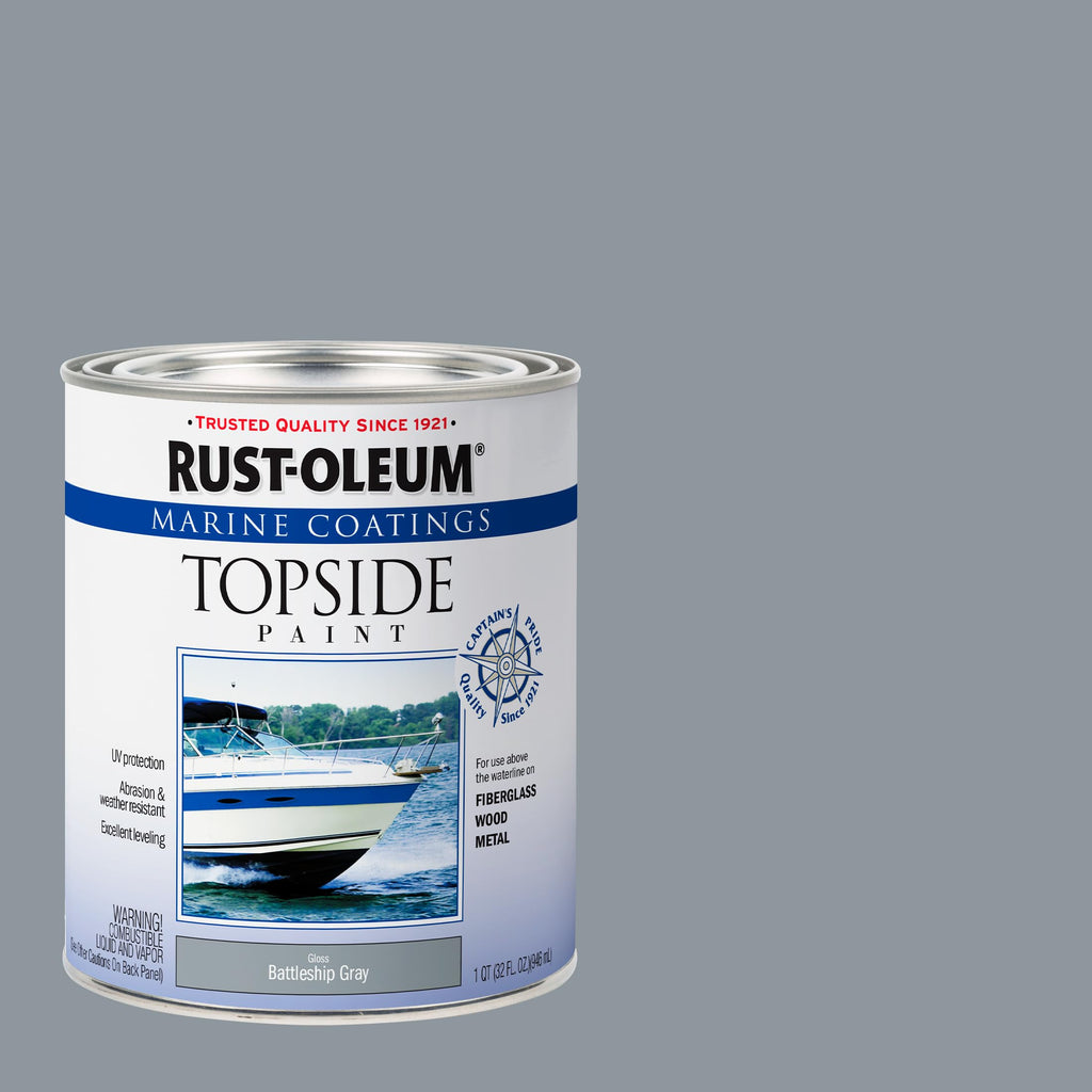 Rust-Oleum 207005-4PK Marine Coatings Topside Paint, Quart, Battleship Gray, 4 Pack