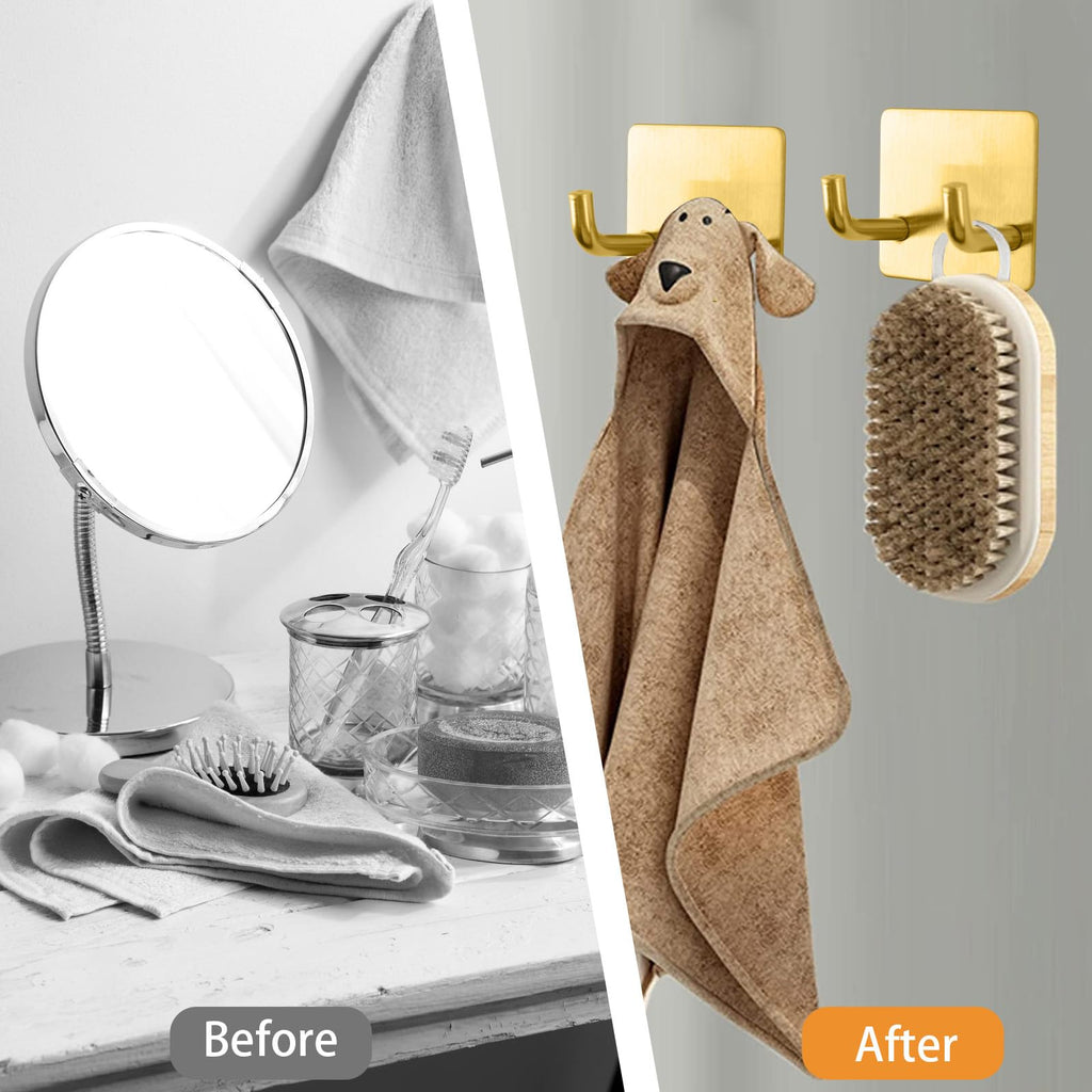 MOROBOR 4 Pcs Adhesive Razor Holder, Shaver Holders Towel Hooks Stainless Steel Waterproof Storage Hook for Towels Bath Accessories