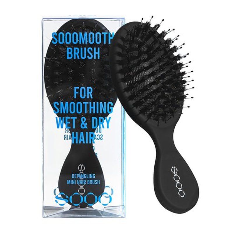 SOOOMOOTH Detangler | Mini Hair Brush | Natural Boar Bristles | For Thick, Thin, Curly, Straight, Wet or Dry Hair | Gentle Scalp Massage | Compact & Portable | For Men, Women & Kids | Travel Size