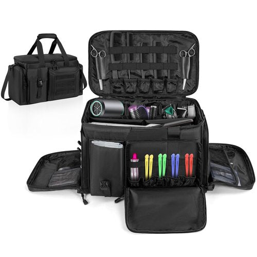 LASUK Barber Hairdresser Bag Supplies Bag with Adjustable Dividers, Barber Tools Storage Hair Clipper Case Organizer for Scissors Clippers Trimmers & Haircut Kits, Barber Travel Case