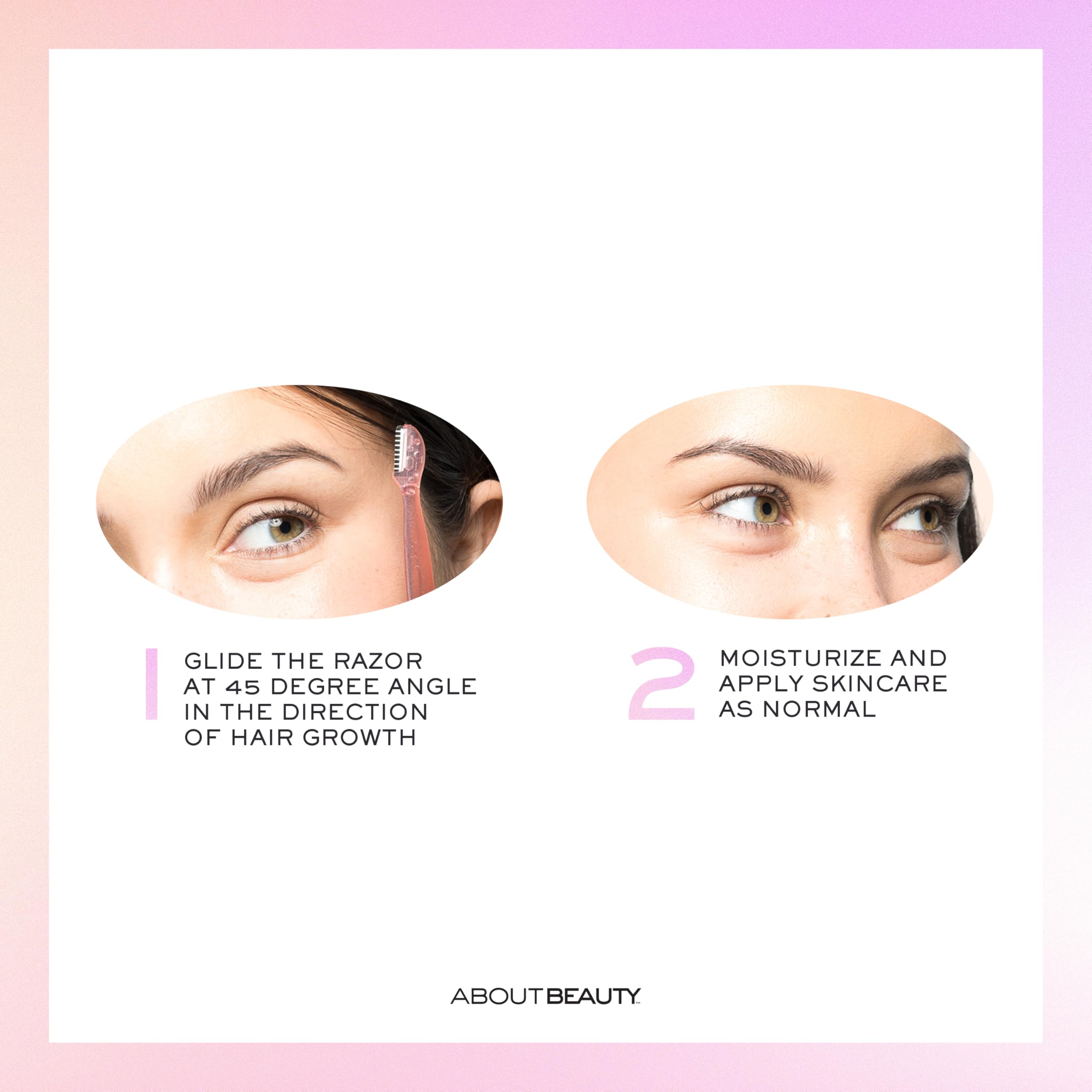 About Face Facial Razor & Eyebrow Shaper (3 Ct) - Removes Peach Fuzz on Cheeks, Chin, or Forehead & Delicately Shapes Eyebrows