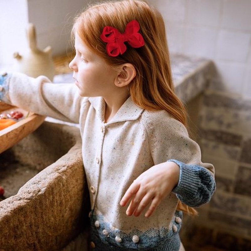 Red Velvet Ribbon Bow Hair Clip 12pcs 3in Christmas Dressy Bow Alligator Barrettes Valentines New Year Ponytail Decor Accessory Small for Little Teen Toddler Baby Girls Kids Gift
