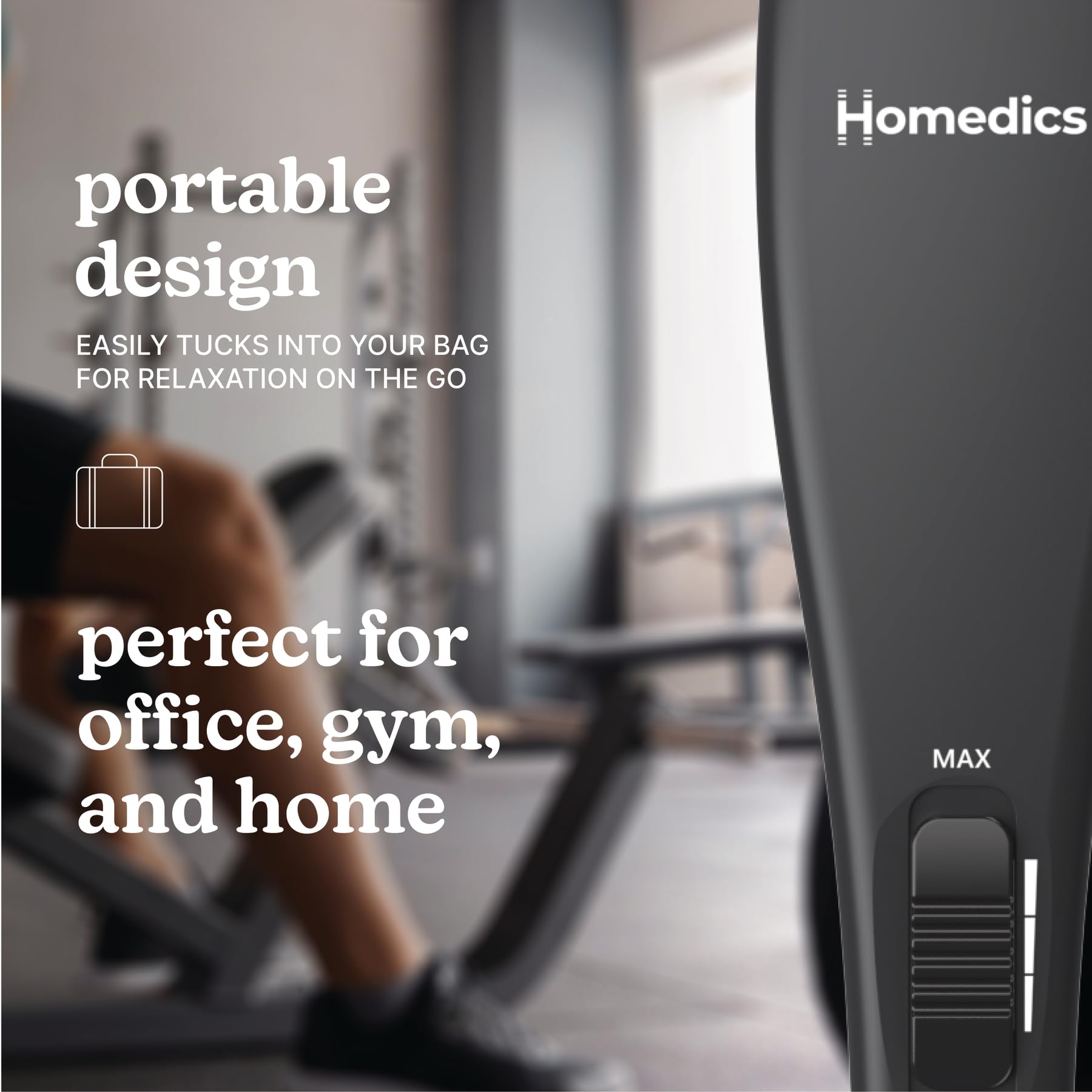 Homedics Deep Tissue Percussion Massager with 3 Speeds, 5 Attachments, and Long Handle for Hard-to-Reach Areas