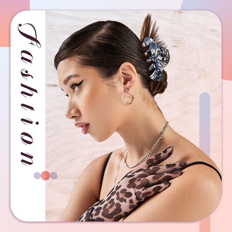 WILLBOND 6 Pieces Medium Hair Claw Clips for Thin Hair 2.6 Inch Tortoise Shell Clip Banana Jaw Hairpin French Style Barrettes Head Accessories for Women (Colorful Patterns)