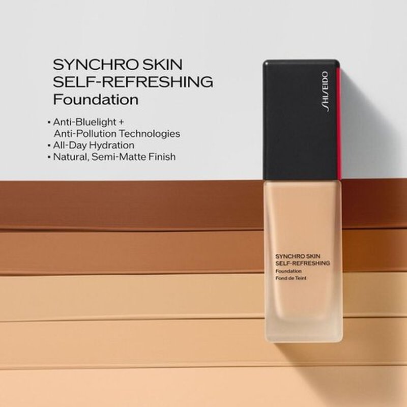 Shiseido Synchro Skin Self-Refreshing Foundation SPF 30, Ivory 120 - Medium-to-Full Buildable Coverage - Natural Finish, 24-Hour Wear - Water Resistant & Non-Comedogenic - 30 mL