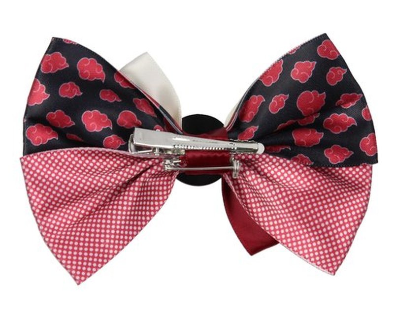 Naruto Shippuden Akatsuki Red Cloud Design Hidden Leaf Charm Alligator Hair Clip Accessory Hair Bow