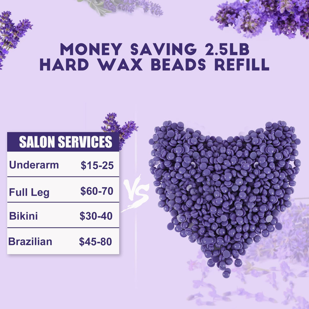 5LB Hard Wax Beads Bulk, Professional Waxing Bead Sensitive Skin, Scented Stripless Wax beans for Brazilian, Bikini, Body, Face, Legs, Back, Coarse Hair Removal, Salons Supplier Wax Bead Refill