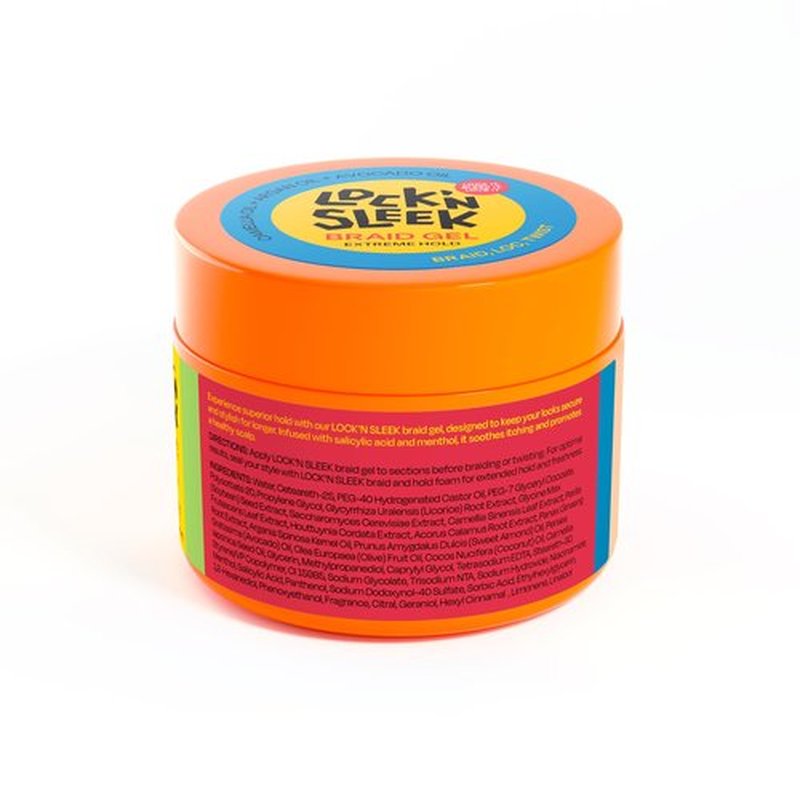 LOCK'N SLEEK Braid Gel (5 oz), Extreme Hold, Flake-Free, High Shine Edge Control - Argan, Camellia, Avocado Oil - For Locks, Braids, Twists, Cornrows