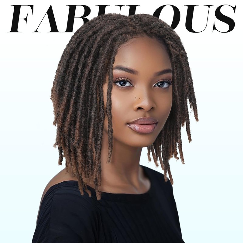 WIGNEE 120 Strands Faux Locs Crochet Hair 10 Inches Short Faux Locs Pre-Looped Soft Locs Dreadlock Crochet Hair 6 Packs Pre-Twisted Crochet Hair for Black Women(10 Inch,1B/30)
