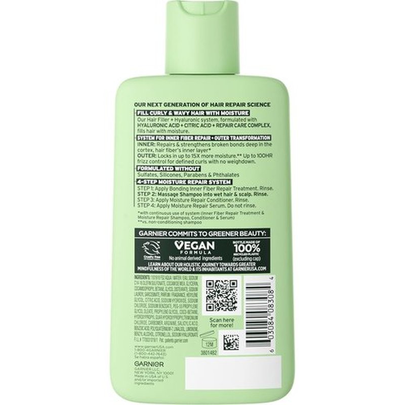 Garnier Fructis Moisture Repair Shampoo - Sulfate-Free Formula for Curly & Wavy Hair | 10.1 Fl Oz