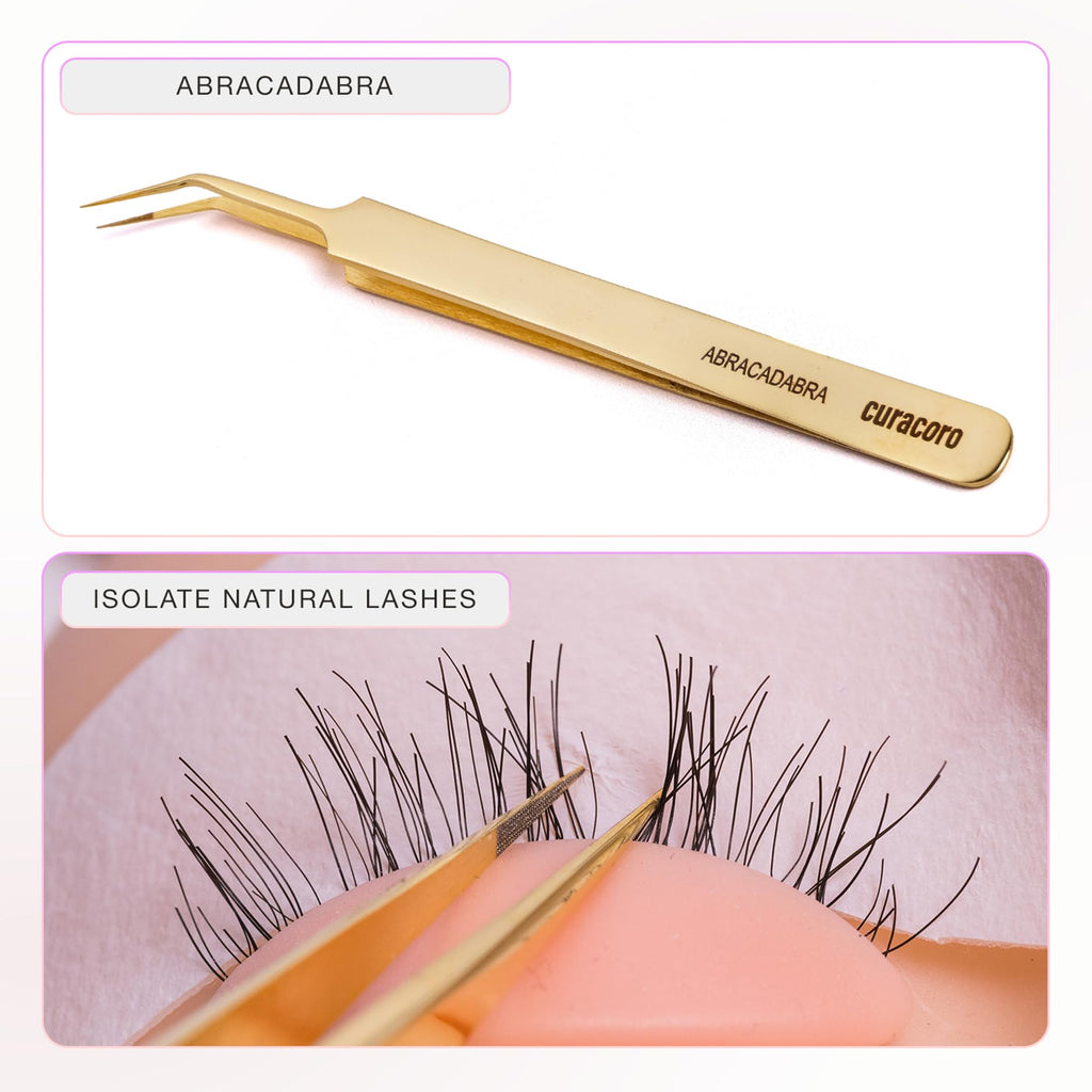 Curacoro Lash Tweezers, Fiber Tip Grip (Galaxy, Abracadabra)