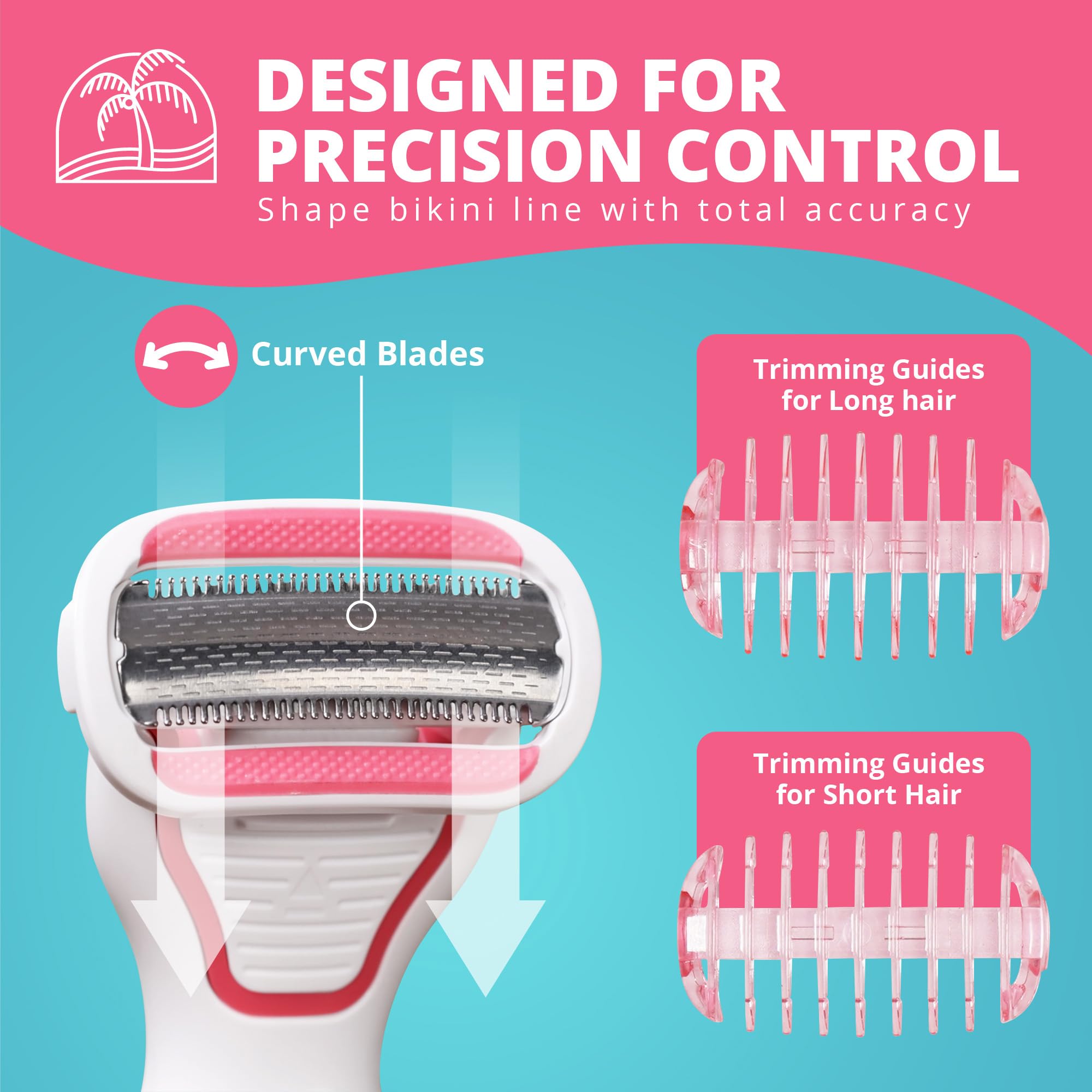 PalmPerfect Clio Trimmer for Women, Pubic Hair Electric Shaver for Grooming