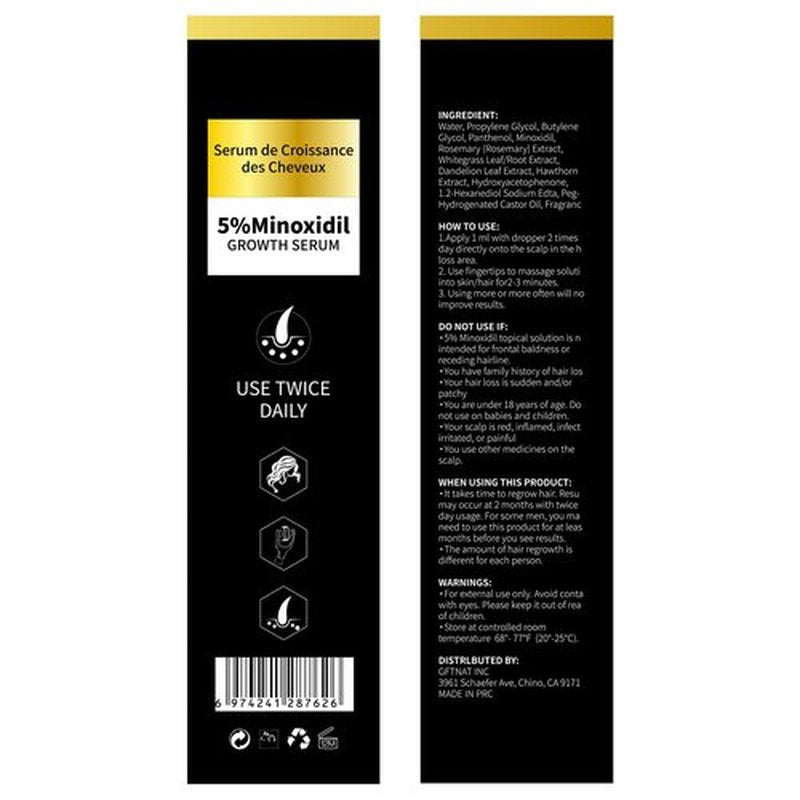 5% Minoxidil Spray for Men and Women Hair Loss Solution with Biotin and Rosemary Hair Growth Serum, Extra Strength 5 Percent Minoxidil for Thicker Fuller Hair Regrowth, 2 Fl Oz (Pack of 2)