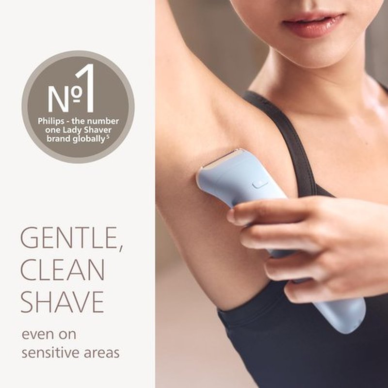 Philips Lady Shaver Series 6000 - Cordless Wet & Dry Electric Shaver with 3-Blade System | 80 Mins Runtime