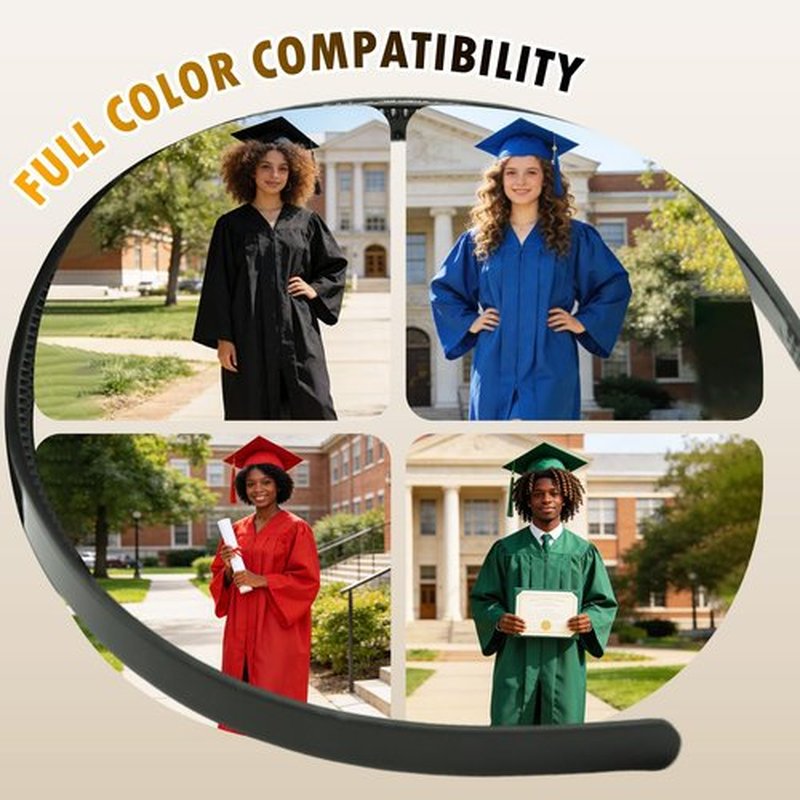 2pcs Black Graduation Cap Headband Insert - Anti-Fall Grad Cap Headband for Curly Hair Secures Graduation Hat,Keep Hairstyle for Graduation Day,Essential Graduation Accessories for Women & Men Student