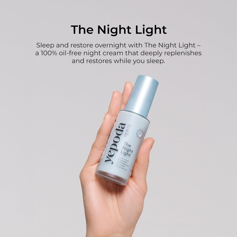 Yepoda The Night Light, Oil-Free Soothing & Clarifying Night Moisturizer with Aloe Vera, Mugwort & Niacinamide, Hydrating Vegan Korean Facial Moisturizer for All Skin Types, 1.69 FL. OZ. (50 ml)