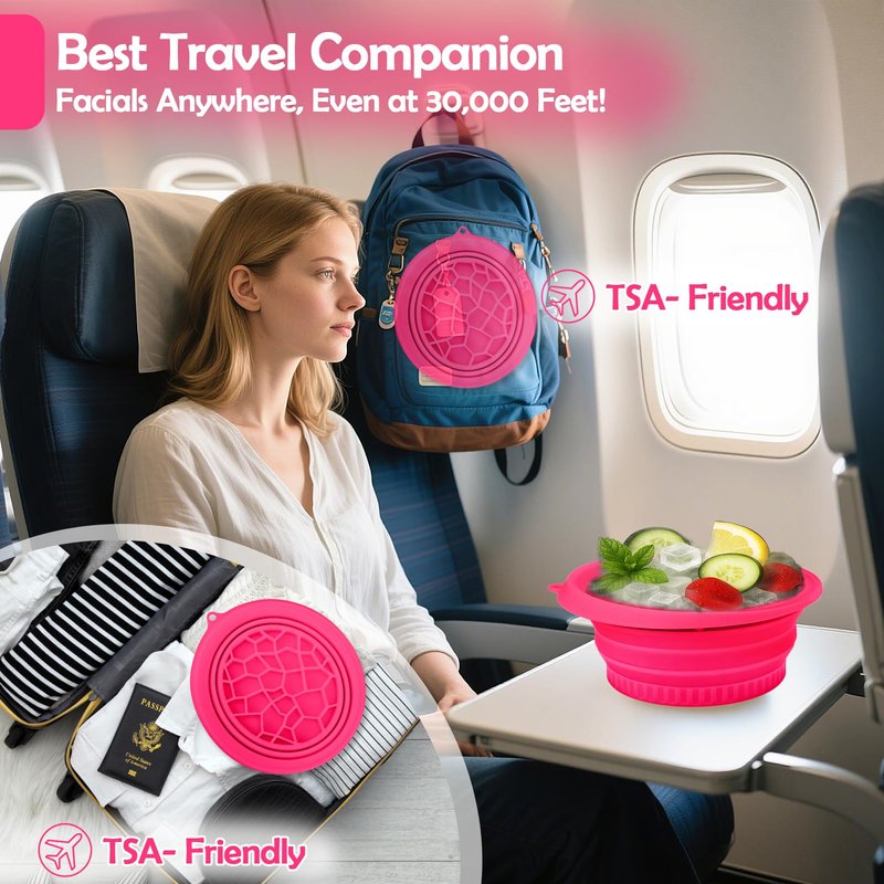XANGNIER Face Bowl for Ice with Built-In Ice Tray – Collapsible Silicone Facial Ice Bath Bowl for Cold Plunge Therapy, Skin Tightening & Acne Relief – Black Portable Spa Tool for Home & Travel